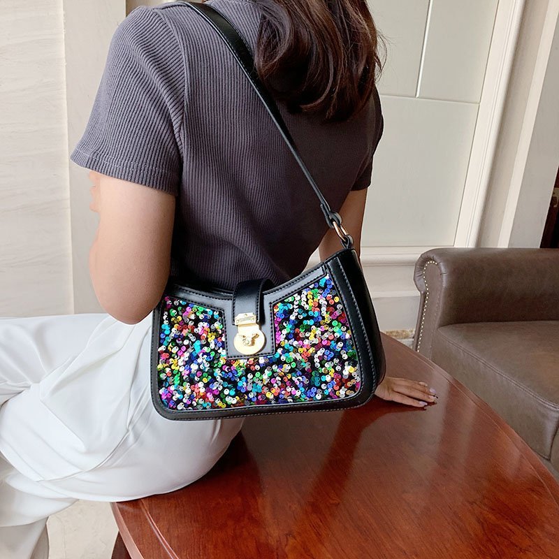 sequin buckle armpit bag womens popular one shoulder bag