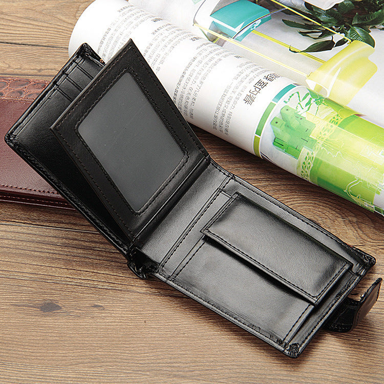 casual mens wallet short paragraph leather buckle buckle us dollar package cross section wallet