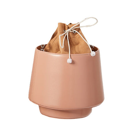 genuine leather womens original drawstring bucket fashion handheld versatile shoulder bag japanese style