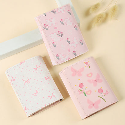 butterfly patterned short style three fold wallet multifunction