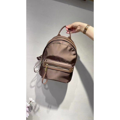 womens all match simple cowhide nylon casual travel backpack