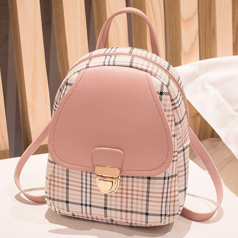 ladies check lock small backpack one shoulder diagonal handbag coin purse
