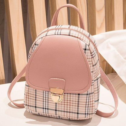 ladies check lock small backpack one shoulder diagonal handbag coin purse