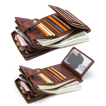 rfid cowhide multifunctional mens wallet