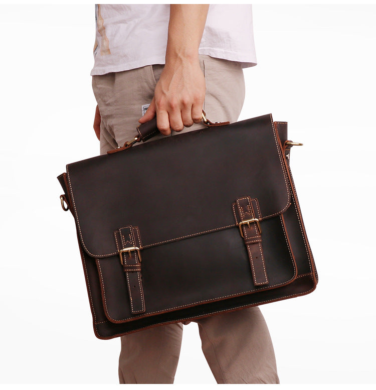 genuine leather mens business briefcase