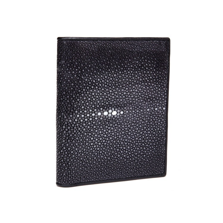 mens horizontal and vertical pearl fish leather wallet with cowhide