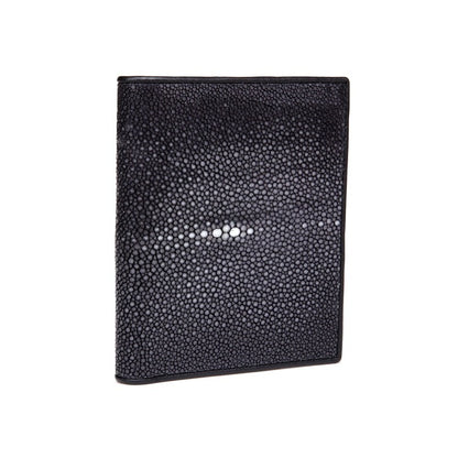 mens horizontal and vertical pearl fish leather wallet with cowhide