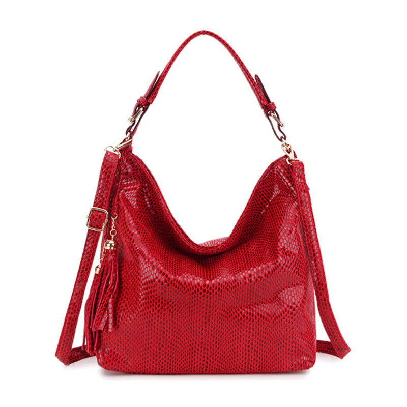 snake pattern ladies fringed crescent bag shoulder messenger bag