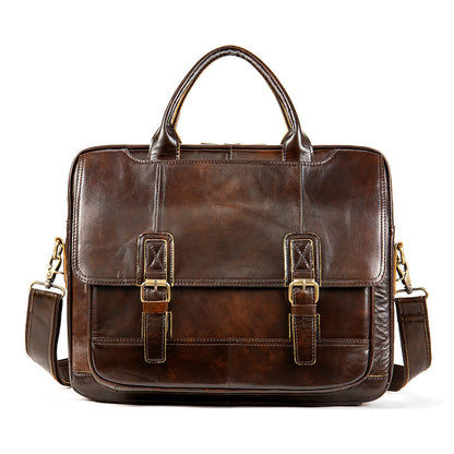 mens crosswise business handbag in real cowhide leather