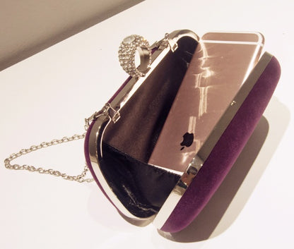 new fashion water drill finger ring suede high end handbag banquet dress chain diagonal small square bag