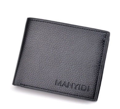 new wallet mens short driving license wallet fashion lychee pattern 3 fold thin section business mens youth soft wallet