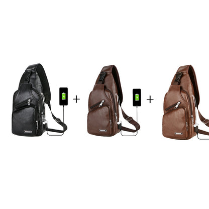 usb portable charging chest bag messenger bag