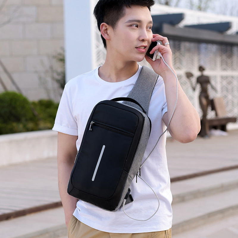 anti theft usb charging chest bag with you
