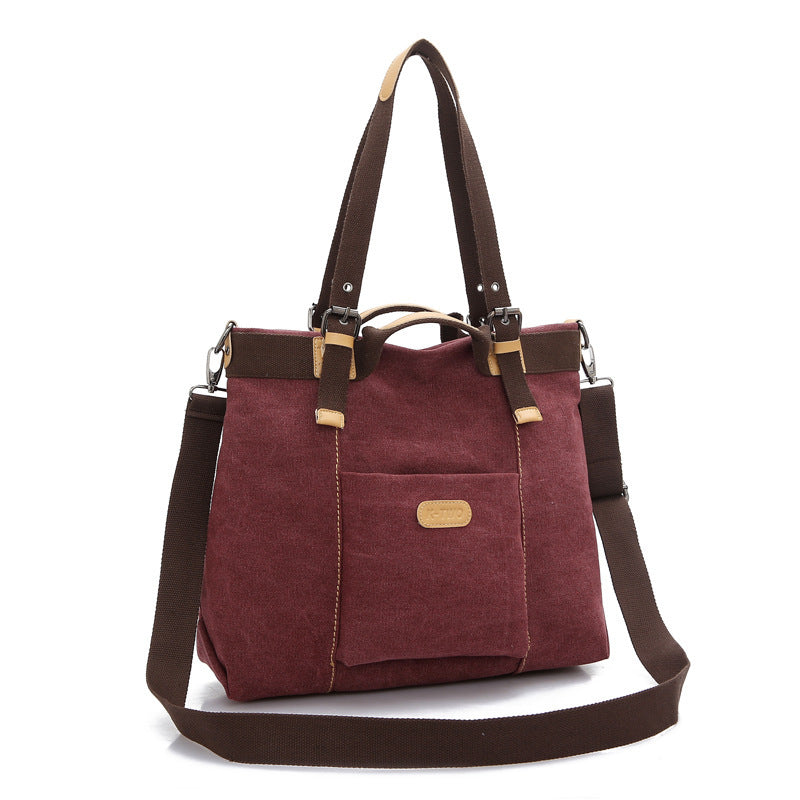 the new female canvas bag retro fashion all match portable shoulder satchel korean fashion big bag