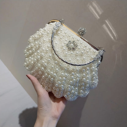 womens sweet lady pearl dinner clutch bag