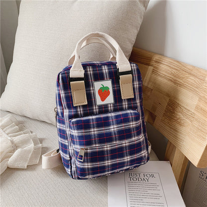 fashion mini cartoon checked childrens backpack