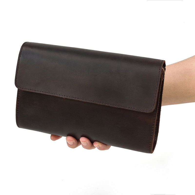 retro mens crazy horse leather multifunctional wallet