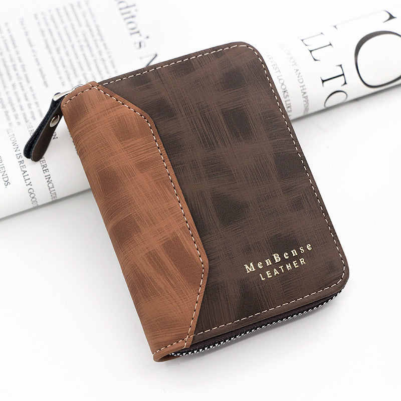 frosted mens short chain wallet vertical coin purse card holder