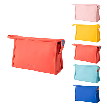 portable pu cosmetic bag large capacity triangle bag