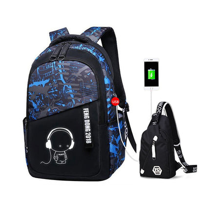 exclusive for cross border mens backpack junior high school student schoolbag backpack computer bag offload wear resistant luminous one piece dropshipping