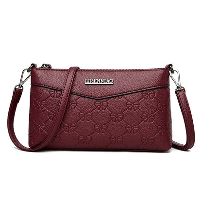 embossed pu texture middle aged and elderly shoulder messenger bag