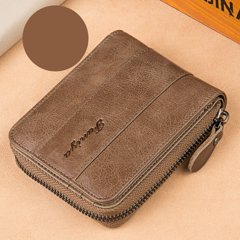 leather zipper drivers license card bag