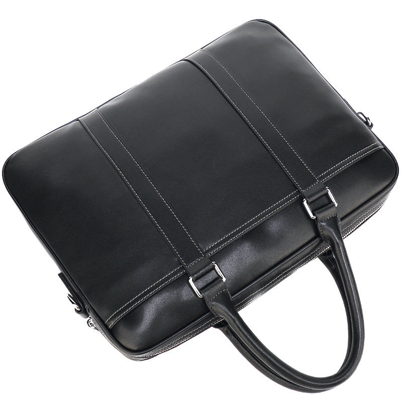 mens leather portable briefcase file package