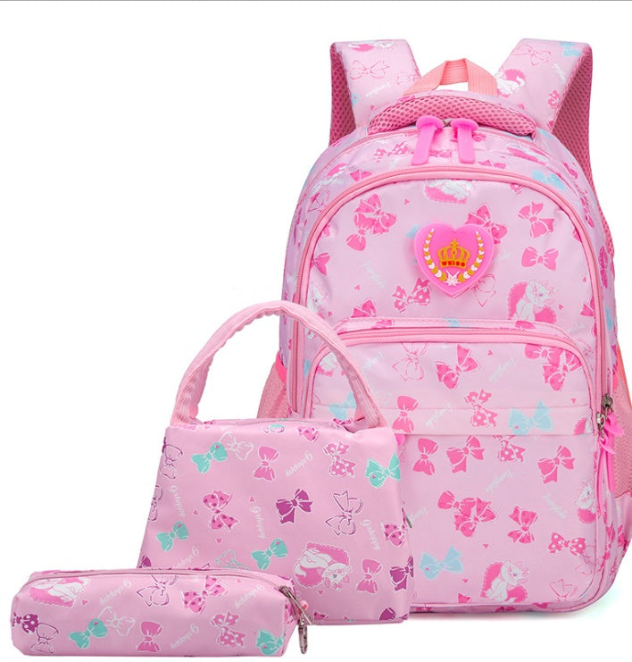 new student bag simple splash proof backpack sweet print backpack three piece