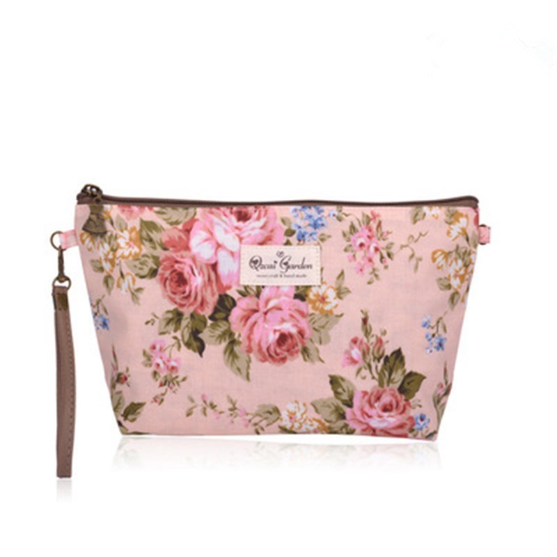 waterproof floral cosmetic bag