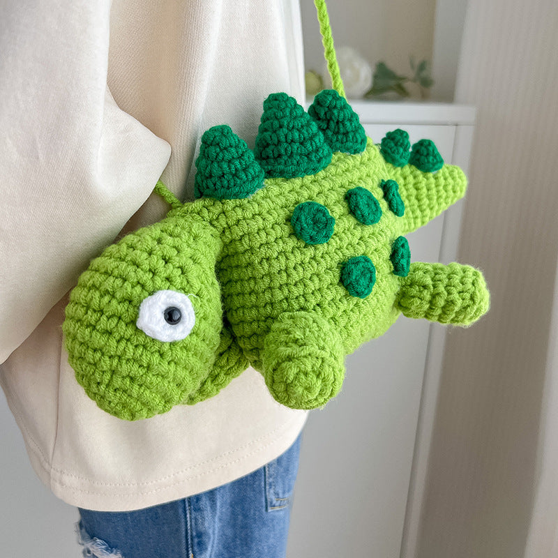 little dinosaur woolen yarn bag hand crocheted