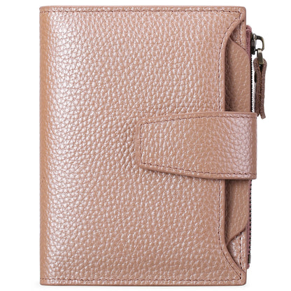 womens leather short wallet european and american milled first layer cowhide wallet wallet