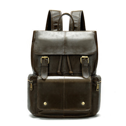 crazy horse leather flap backpack