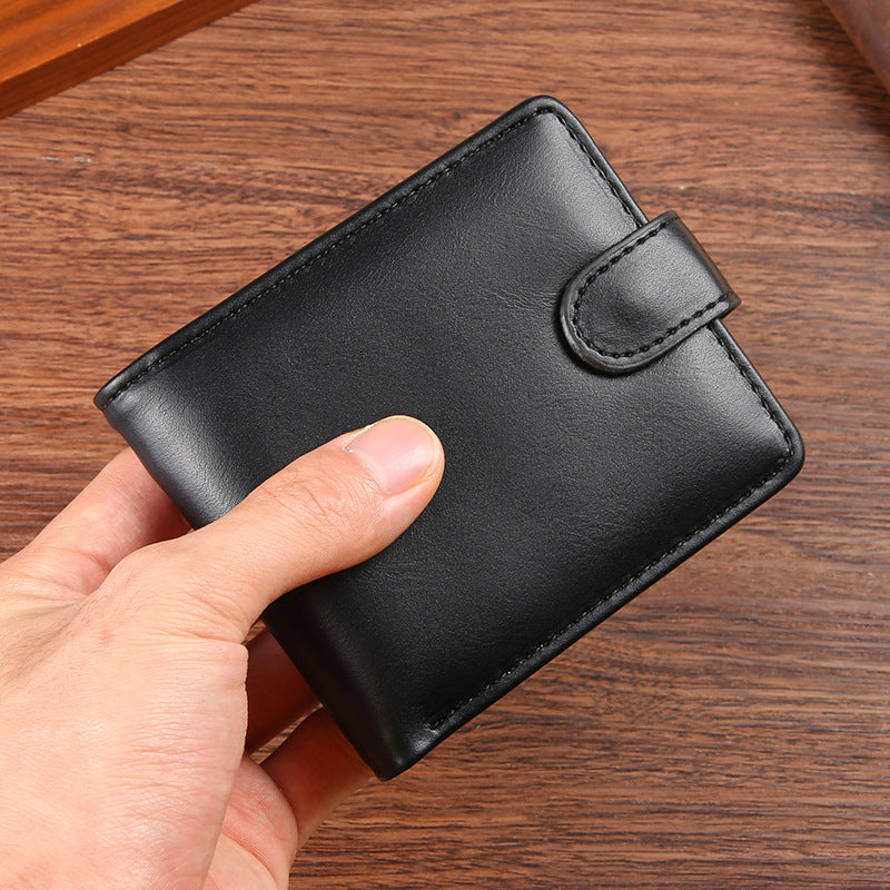 mens pu leather horizontal wallet large capacity multiple card slots with zipper coin pocket