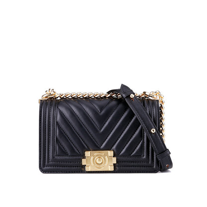 leather one shoulder diagonal colorful chain bag