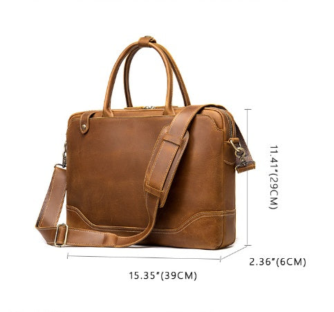 crazy horse leather mens briefcase new handbag