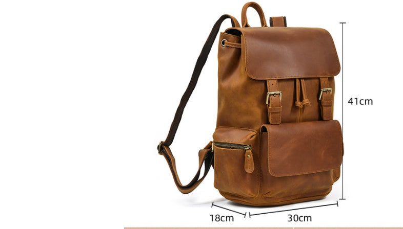 mens retro casual crazy horse leather retro ladies backpack