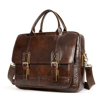 mens crosswise business handbag in real cowhide leather