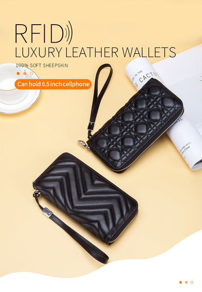 womens long multifunctional leather large capacity wallet