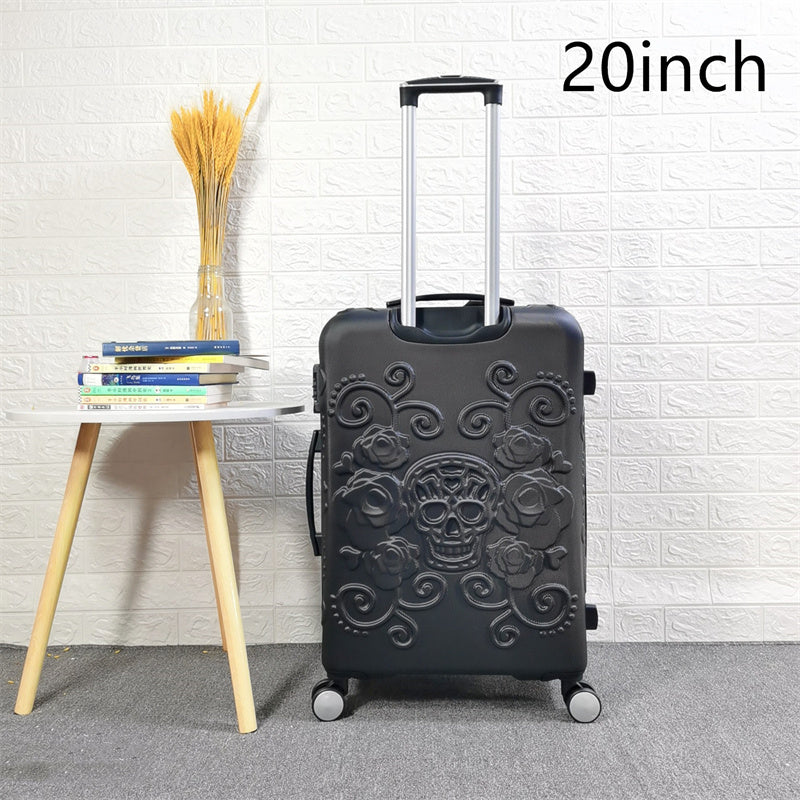 skull scratch resistant frosted trolley case