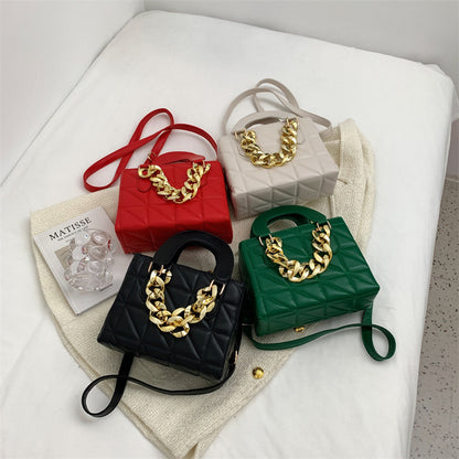 womens korean style fashion thick chain rhombus handbag