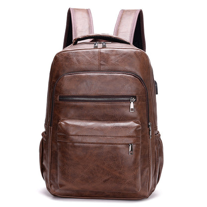 new pu casual large capacity multi functional retro leather backpack