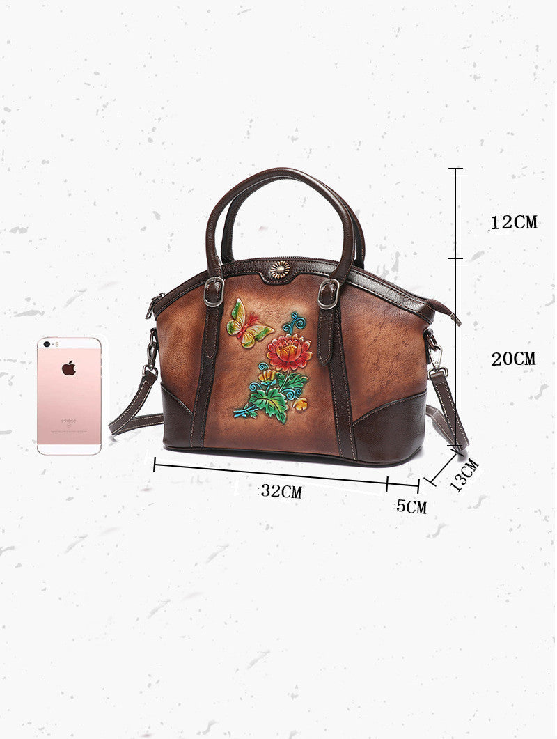 hand rubbed three dimensional relief retro female bag