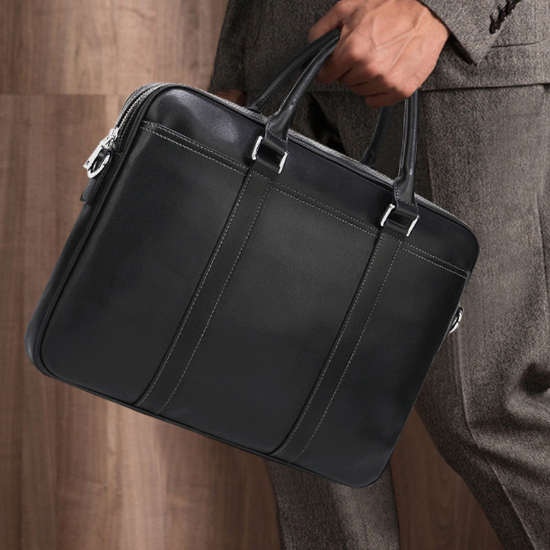 mens leather portable briefcase file package