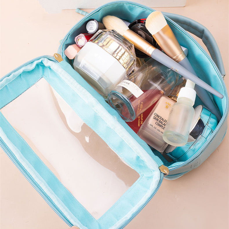 leather cosmetic bag transparent and portable