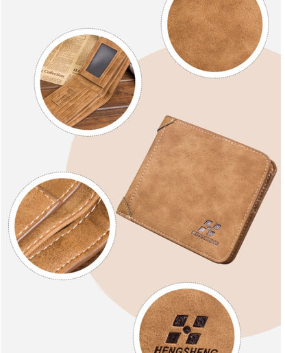 thin fashion casual nubuck leather mens wallet