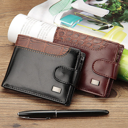 casual mens wallet short paragraph leather buckle buckle us dollar package cross section wallet