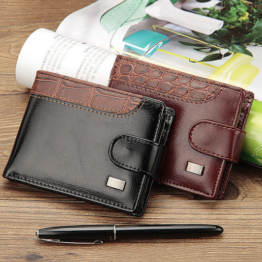 casual mens wallet short paragraph leather buckle buckle us dollar package cross section wallet