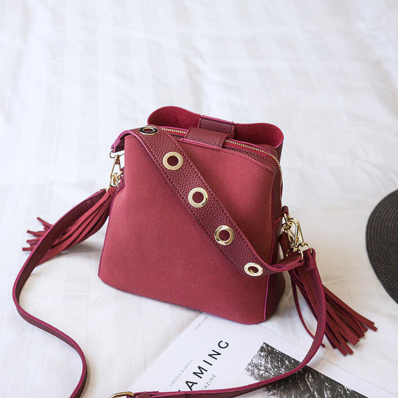 spring-new-frosted-tassel-bucket-bag-korean-version-of-the-wild-shoulder-bag-female-handkerchief-retro-messenger