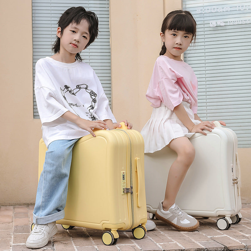 childrens luggage riding trolley case mute universal wheel boarding bag