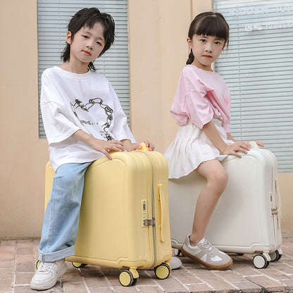 childrens luggage riding trolley case mute universal wheel boarding bag